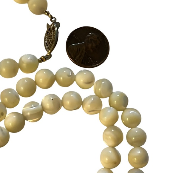 Vintage Art Deco MOP Mother Of Pearl Crystal Beaded Necklace - Picture 9 of 9